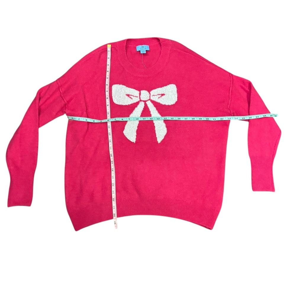 CeCe Hot Pink Bow Knit‎ Sweater Women's Small, Acrylic Blend NWT Valentine's Day - Picture 4 of 9